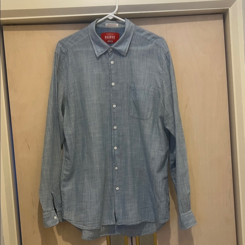 Agave Light Blue chambray light weight Casual Button Down Shirt